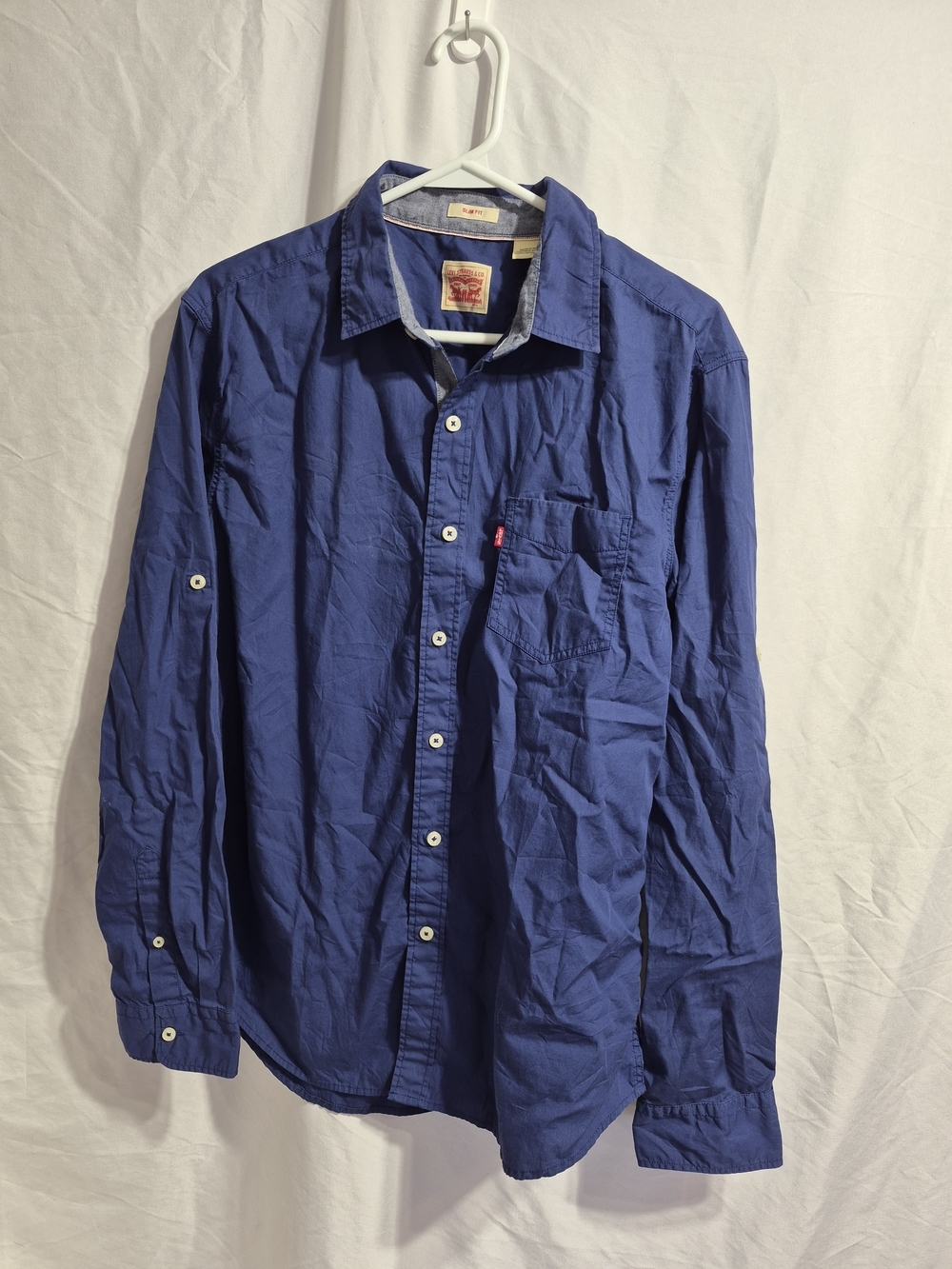 Levi's Men's Long-Sleeve Button-Up Shirt in Royal Blue, Size Large